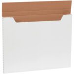 The MH-USA 20 x 16 x 1 White Jumbo Fold-Over Mailers, sold in bundles of 20, feature a brown flap for easy access. Perfect for mailing documents or thin items.