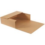 A flat brown cardboard 22 x 18 x 6 Kraft Jumbo Mailer with foldable side flaps lies on a white background, ideal for efficient packaging or shipping, sold in convenient bundles of 20.