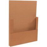 The 24 x 18 x 2 Kraft Easy-Fold Mailer in brown, sold in bundles of 50, is perfect for packaging CDs with its open flap and foldable sides. Made from durable corrugated cardboard, it ensures secure shipping.