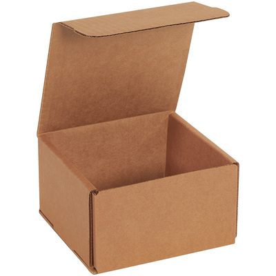 M553K.jpg The 5 x 5 x 3 Kraft Corrugated Mailer sits open, showcasing its empty interior. This sturdy, lightweight box is ideal for shipping and is packaged in bundles of 50, all displayed against a plain white background.