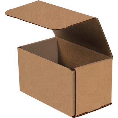 M744K.jpg A partially open 7 x 4 x 4 kraft corrugated mailer showcases its empty interior, positioned at an angle to highlight its textured surface and simple design. Its ideal for shipping needs, with each bundle containing 50 mailers.