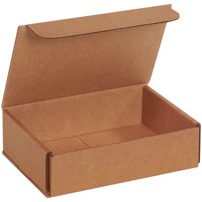 M852K.jpg Tilted slightly to the right, the open 8 x 5 x 2 Kraft Corrugated Mailer reveals its smooth interior and simple construction. Sold in bundles of 50, these brown mailers are ideal for securely shipping small items.