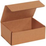 An 8 x 6 x 3 Kraft Corrugated Mailer from the 50/Bundle sits open with its empty interior, showcasing sturdy, clean edges perfect for shipping needs.
