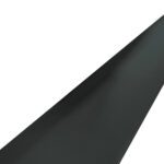 A close-up shows the MH-USA 4 x 12 Black Economy Anti-Fatigue Mat with a subtle texture running along its length. Angled diagonally on a white background, shadows highlight the mats surface.