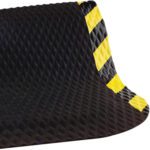 This close-up features a 4 x 6 Hog Heaven™ Nitrile Mat, highlighting its diamond pattern and yellow-black striped edge. The mat is slightly rolled up, emphasizing its rugged texture and durable design.