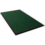 The 6 x 16 Green Waterhog™ Mat is a rectangular dark green doormat with a black border on a white background. Its textured surface provides excellent grip and durability, making it perfect for any entryway.