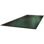 The green MH-USA 2 x 3 Superior Vinyl Carpet Mat features a subtle herringbone pattern with a black border, offering visible texture and sturdy material for versatile use.