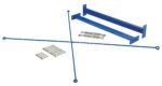 The Vestil Medium Duty Cantilever Brace Set 96 x 36 offers blue metal cross braces with bolts and turnbuckles on a white background, perfect for dependable structural support or assembly.