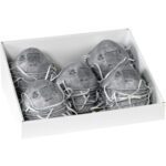 An MH-USA 15 3/4 x 12 x 6 white tray counter display holds multiple gray respirator masks with elastic straps, arranged in rows. Each mask features printed text that provides product information and warnings.