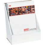 The 3M MRO Solutions brochures, featuring vivid tool and equipment images, are elegantly organized in the MH-USA White Literature Counter Display (9 3/8 x 5 1/2 x 11 3/16, available in bundles of ten).