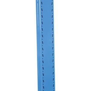 The Vestil Cantilever Double Upright Md 8Ft 12 Arm is an 8-foot tall blue metal structure with a perforated design and a rectangular base for stability, featuring a sturdy 12 arm.