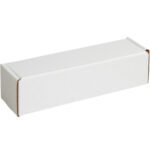 A sleek MH-USA 10 x 4 x 4 White Deluxe Literature Mailer with folded flaps rests on a plain background, exuding sophistication in every bundle of 50.