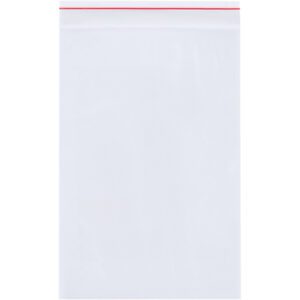 A pristine 2 1/2 x 3 - 4 Mil Minigrip® Reclosable Poly Bag with a robust red ziplock seal is showcased on a plain white background, available in cases of 1000 bags.