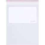 A 2 x 3 2 Mil Minigrip® White Block Reclosable Poly Bag features a red zipper, a front white label area, and a small logo in the corner. Available in cases of 1000.