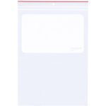 The 9 x 12 Minigrip® poly bag has a sturdy 4 Mil design, red zip seal, hang holes, and a white block for labeling. Comes in cases of 1000.