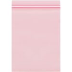 The MH-USA 9 x 12 - 4 Mil Minigrip Anti-Static Reclosable Poly Bag (500/Case) features a shiny, smooth pink surface. Its slightly translucent material allows light to pass through subtly, and the visible zip seal ensures a secure closure.