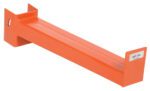 The Vestil Medium Cantilever Incline Arm 24 In has an orange steel beam with a flat base and vertical ends, marked 600 Lbs. on one end. Built for heavy-duty use, this industrial piece provides robust functionality as a support or lifting accessory.