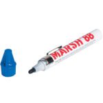 The Blue Marsh® 88 Valve Marker, part of a 12/Case set, features MARSH 88 in red on its barrel. It has a black chisel tip with a blue cap ready for use beside it.