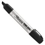 A case of 12 Black Sharpie® King Size™ markers, featuring a silver body and black cap with chisel tip, perfect for bold lines and making a statement in any collection.