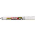 The White Mean Streak® Paint in a Tube marker, featuring a rounded tip and bold red-and-yellow design with branding and logo on its label, is available in cases of 12 for convenience.