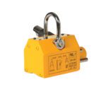 Discover the Vestil Magnetic Lifter W/ 200 Lb Capacity, boasting a vibrant yellow design with a silver lifting hook and black handle. Enhanced with diagrams, it efficiently operates between -40°C and +80°C.