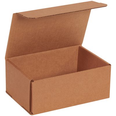 MLR3K.jpg A 7 1/8 x 5 x 3 Kraft Corrugated Mailer with an open lid showcases its empty space, made from sturdy material for packaging or storage, available in bundles of 50.