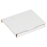 A closed MH-USA 5 5/8 x 5 x 7/16 White CD Mailer, featuring a simple flap design, is positioned on a plain white background.