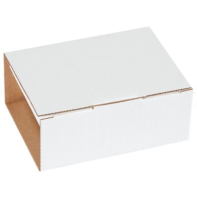 MLRCD6.jpg A white, rectangular cardboard box with a simple surface, placed corner-first, mimics the compact and efficient design of MH-USA 5 5/8 x 5 x 2 9/16 White CD Mailers (50/Bundle).