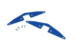 These blue, angular metal brackets with geometric cutouts and mounting holes include a full set of screws. They are ideal for assembling the Vestil Bridge Kit/Multi-Purpose Ramp 24 In Wide or enhancing your ramp.
