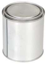 The Vestil Round Metal Can W/ Lid & 16 Oz Capacity showcases a sleek silver finish, seamless cylindrical shape, and slightly recessed lid, combining style with functionality.