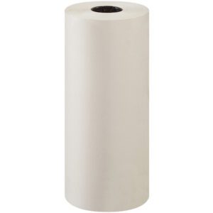 A large MH-USA 20 newsprint roll stands upright against a plain background. Its smooth, white, approximately 1440 feet roll is ideal for printing or as a dispenser refill.
