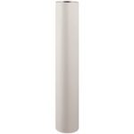 A vertical roll of white paper stands upright on a plain background, exemplifying the MH-USA 48 - Newsprint Rolls. This cylinder looks full, showcasing an approximate length of 1440 feet without any text or branding.