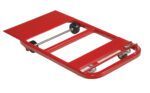 A red mechanics creeper with a padded headrest and four wheels is great for sliding under vehicles, just like the Vestil Nose Plate Dolly 600 Lb cap with its sturdy 32 x 18 frame.