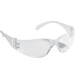 The 3M™ Virtua™ Clear Temples Protective Eyewear (10/Case), featuring wraparound lenses and wide ear pieces, is set against a white background.