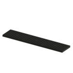The black rectangular drainage grate with a grid pattern enhances the Vestil Add-A-Level Base 24 X 96 X 2.875s functionality on a white background.