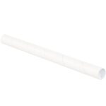 An upright, long white cylindrical tube against a plain white background resembles the MH-USA 1 1/2 x 15 White Tubes with Caps (50/Case).
