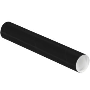 The MH-USA 2 x 12 Black Tubes with Caps (50/Case) have a sleek black cylinder design with a pristine white interior, set against a crisp white background.