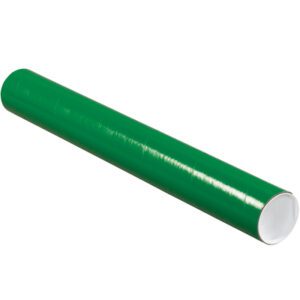 A roll of glossy green wrapping paper mirrors the vibrant color of MH-USA 3 x 24 Green Tubes with Caps (24/Case), partially unrolled with a smooth, vivid exterior and a crisp white interior.
