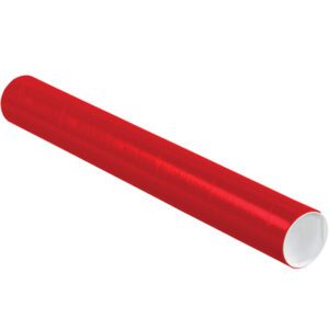 An MH-USA 3 x 24 red tube with caps, from the 24/Case pack, is elegantly positioned horizontally on a plain white background, highlighting its contrasting white interior.