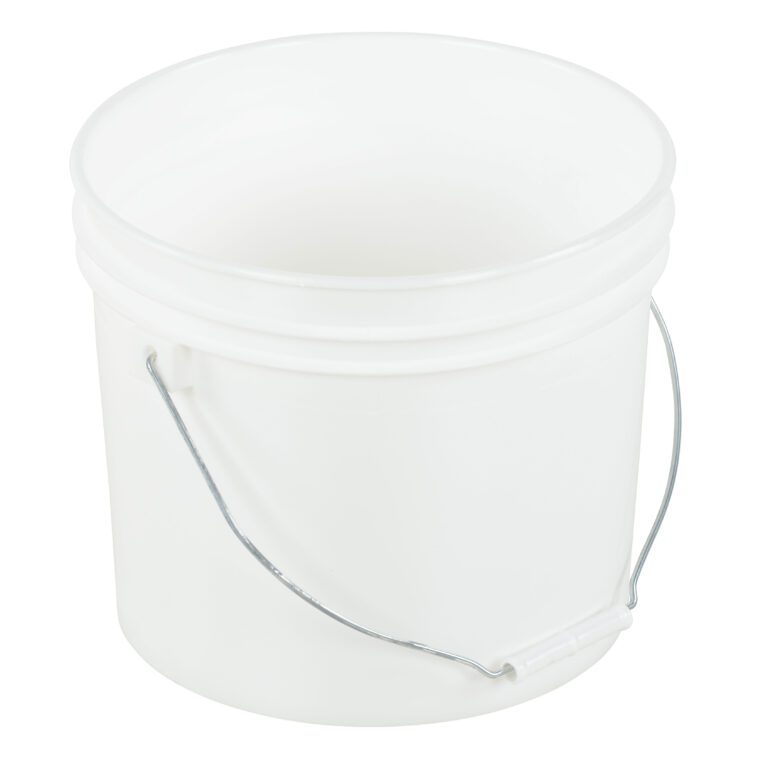 PAIL-2-PWS_A.jpg The Vestil White Open Head Pail Steel Hand 2 Gal is a plain, 2-gallon plastic bucket with a sturdy steel handle, set against a pristine white background.
