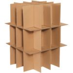 The MH-USA Dish Pack Partition Kit includes three sets of partitions and two layer pads to form a 3D cardboard grid with intersecting panels, offering excellent protection and organization in its rectangular compartments for storage or transport.