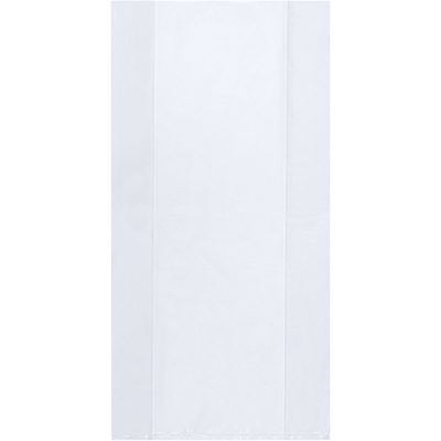 PB1545.jpg The MH-USA 5 x 3 x 15 - 2 Mil Gusseted Poly Bags (1000/Case) is shown flat on a white backdrop, featuring a plain rectangular design with vertical side seams to emphasize simplicity and functionality.