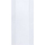 A white, rectangular paper bag with side gussets, similar to the MH-USA 23 x 18 x 34 - 2 Mil Gusseted Poly Bags (200/Case). It lies flat with a sleek design, perfect for efficient item packaging.