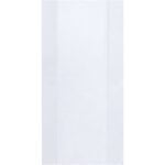 White paper bakery bag with a rectangular shape and two-tone vertical split design, akin to the MH-USA 8 x 4 x 18 - 4 Mil Gusseted Poly Bags (500/Case), with slightly darker sides for a subtle striped effect.