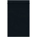 The MH-USA 4 x 6 - 2 Mil Black Reclosable Poly Bags (1000/Case) stands empty against a white backdrop, highlighting its sleek design and resealable closure.