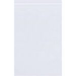 The MH-USA 5 x 8 - 6 Mil Reclosable Poly Bags (1000/Case) are transparent, resealable bags with a strong zip closure that showcases their clear material and robust sealing when laid flat.