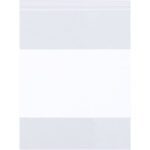 The MH-USA 3 x 5 - 6 Mil White Block Reclosable Poly Bags (1000/Case) feature a clear design with a secure zip closure and a central writable white label.