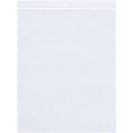 The image features an MH-USA 10 x 12 - 4 Mil reclosable poly bag with a hang hole, transparent body, and white sealing strip against a plain white background.