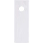 A simple white door hanger with a circular hole at the top resembles the sleek design of MH-USA 4 x 16 - 1.5 Mil Doorknob Poly Bags (1000/Case).