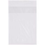 The transparent MH-USA 10 x 15 - 2 Mil Flap Lock Poly Bags, set against a plain white backdrop, display a sturdy closure strip and perfect resealability, making them ideal for versatile storage. Each case contains 1000 bags.